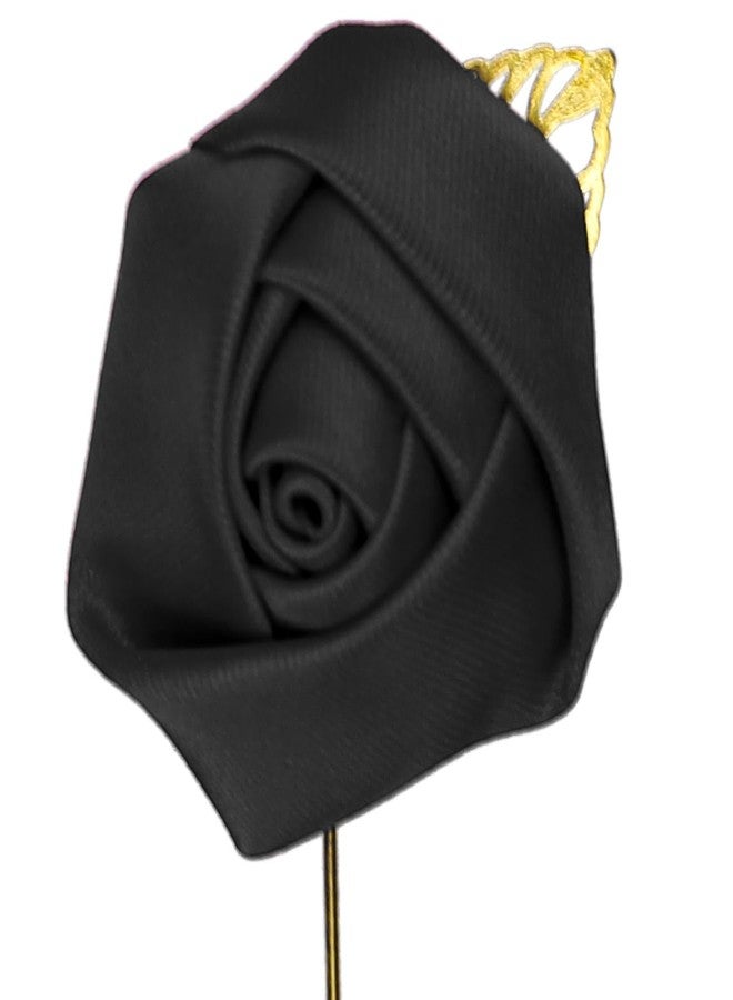 TieMart Flower Premium Lapel Pin (Black) - Image 3